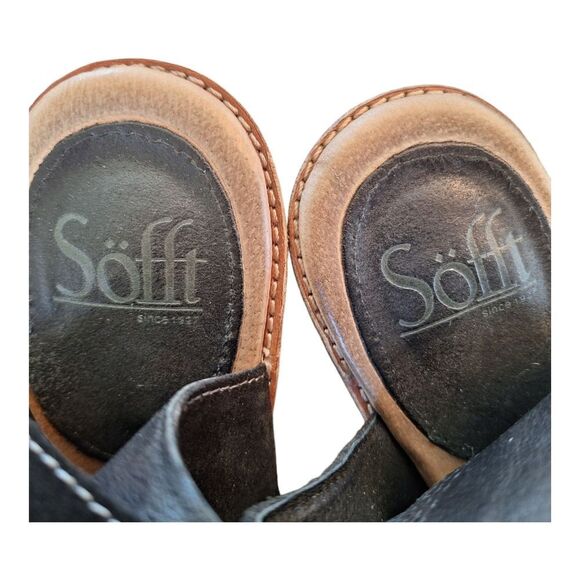 Sofft Leather Whipstitched Peep-Toe Booties Maleigha Black Suede 9.5 Comfort - Picture 11 of 15